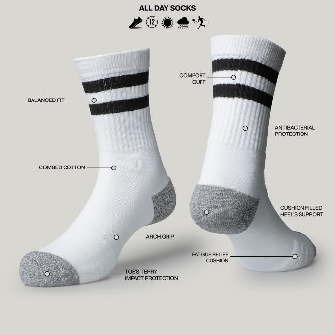 Voted Socks Kaos Kaki Retro Series Basic White