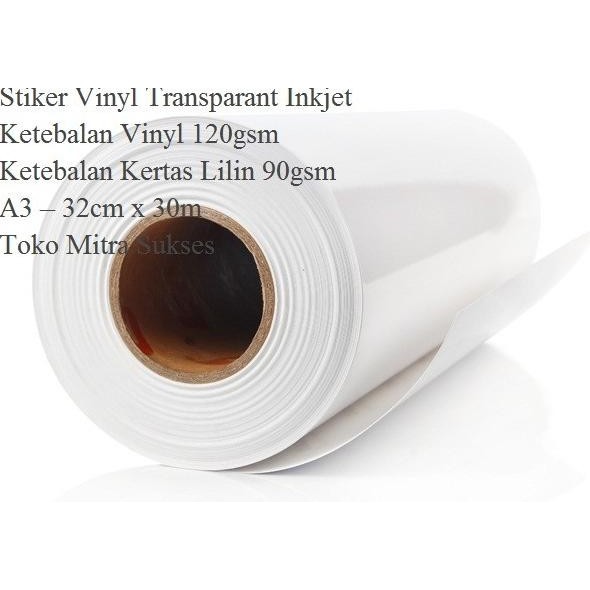 

Stiker Vinyl Transparant Inkjet A3+ Roll 32Cm X 30M Baru