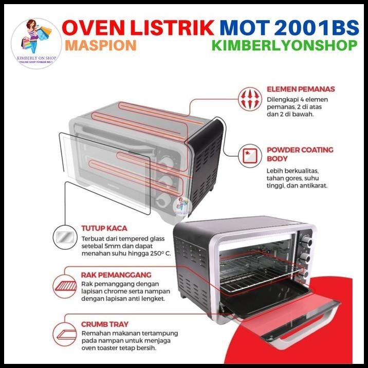 KIMBERLYONSHOP OVEN LISTRIK TOASTER 20 LITER MOT 2001BS MASPION