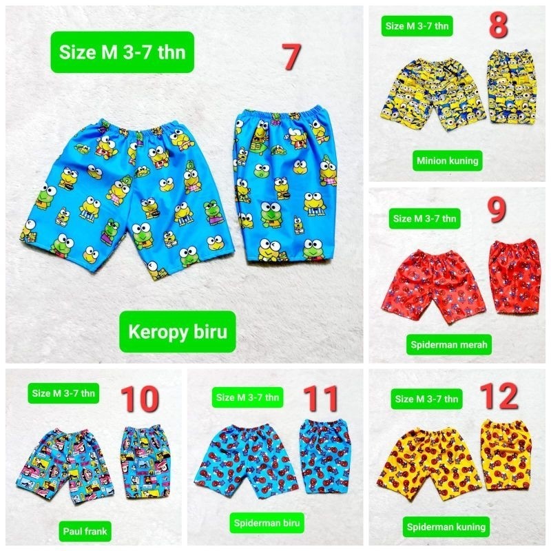 [Bahan halus dan Nyaman] celana kolor anak . motif karakter. celana kolor pendek. Grosir celana
