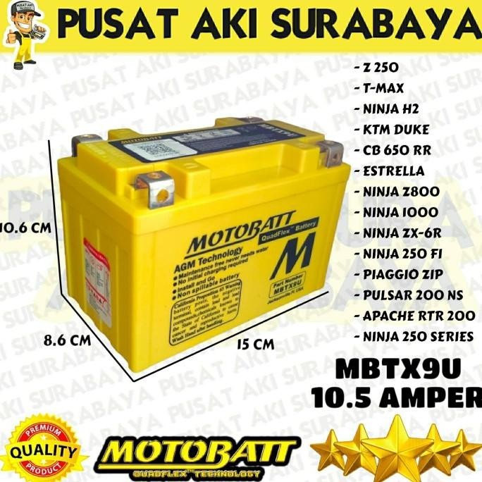 HARGA DISC - QUADFLEX MOTOBATT GEL MBTX9U ORIGINAL ACCU 12V 10.5AH NINJA 250 ZX6R
