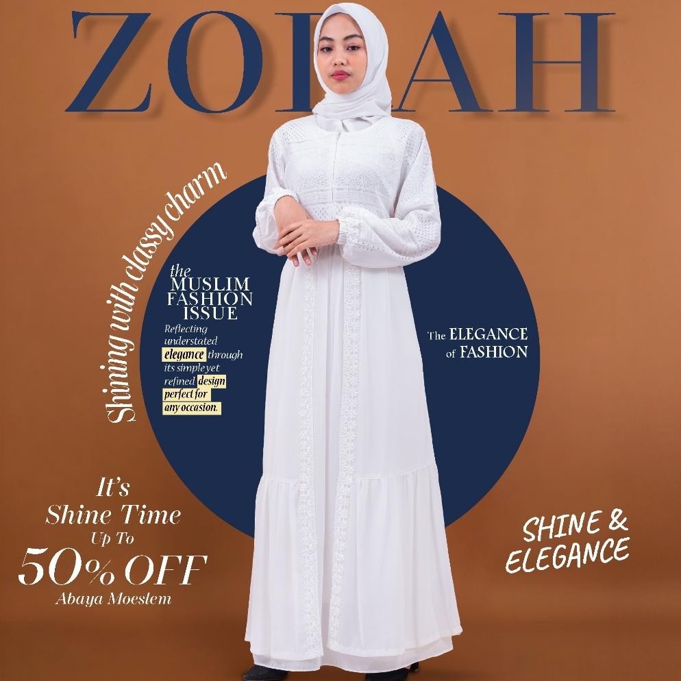 Gamis Abaya Remaja Zorah Baju Brat Putih Kekinian Simple Elegan Busui Wudhu Frndly Dress Putih Tuey 