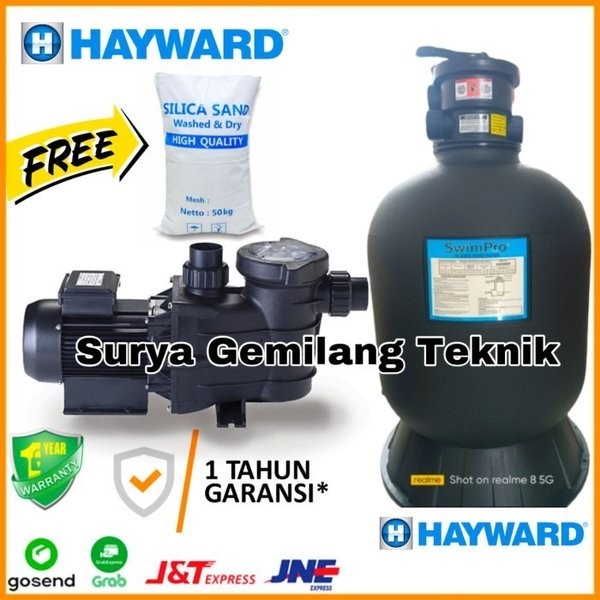 PAKET POMPA KOLAM RENANG HAYWARD 1HP SAND FILTER HAYWARD 16 INCHI MESIN POMPA AIR KOLAM