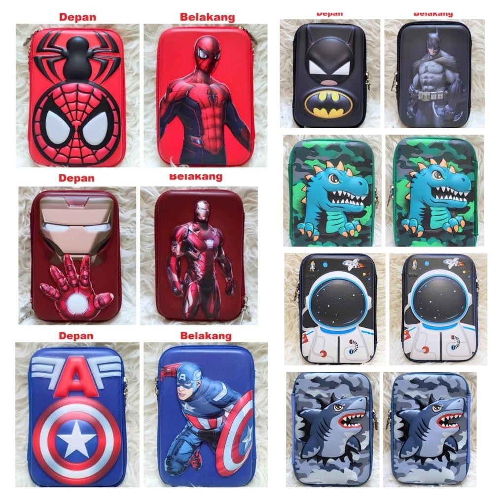 

Kotak Tempat Pensil Anak Cowok 3D Captain America Spiderman batman Avenger pencil Case timbul hardcase smiggle space shark dino dinosaur