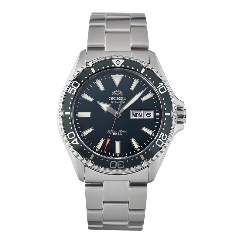 Jam Tangan Pria Orient Sports RA-AA0004E Kamasu Automatic Divers Green Dial Stainless Steel Strap
