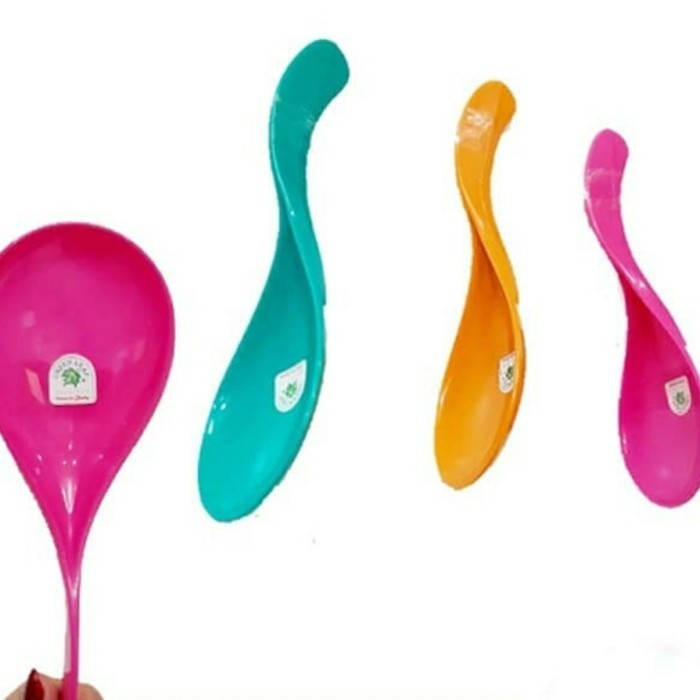 Centong Nasi Plastik Warna Warni Tebal Awet Kuat Tahan Panas Premium Green Leaf Food Grade BPA Free 