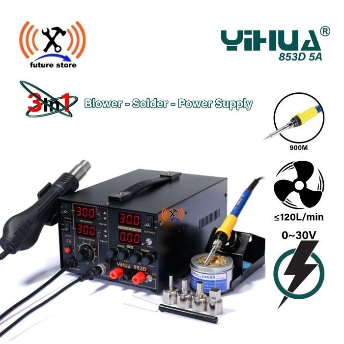 YIHUA 853D 5A BLOWER - HOT AIR GUN - SOLDERING - POWER SUPPLY ORIGINAL