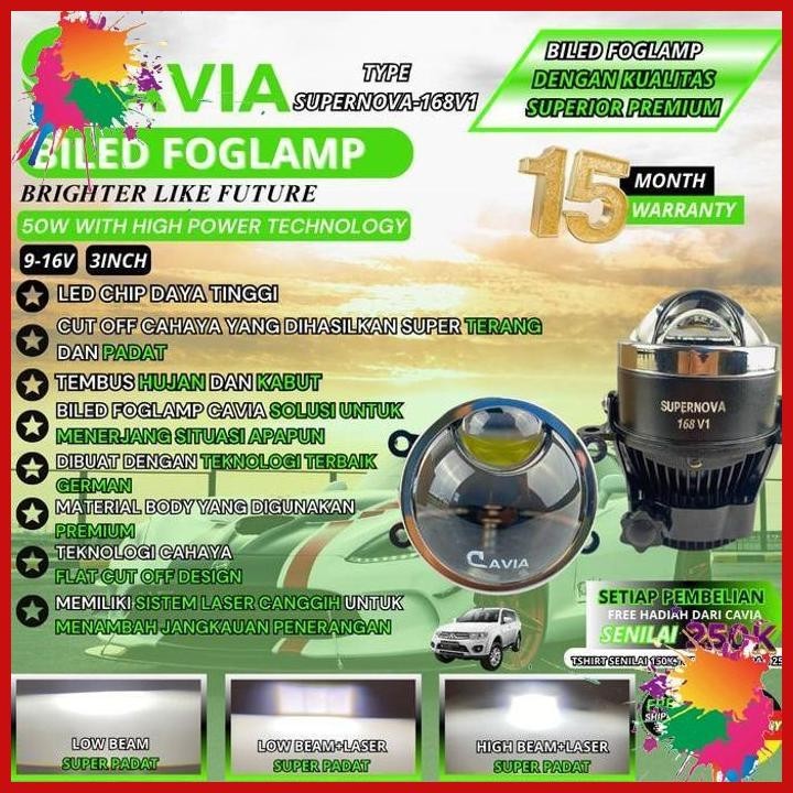 (getz) cavia-premium lampu biled led foglamp projector pajero sport kh