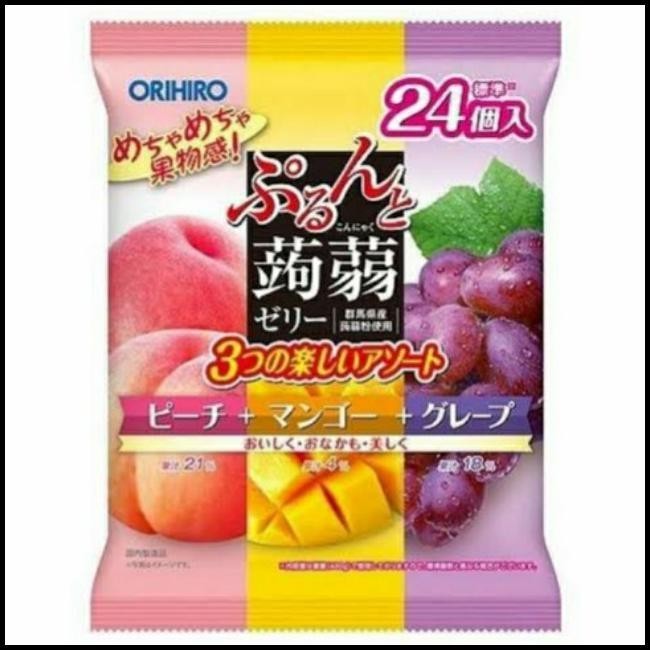 

[Isi 24 Pcs] Orihiro Peach Mango Grape Konjac Jelly 480Gr - Jeli Buah