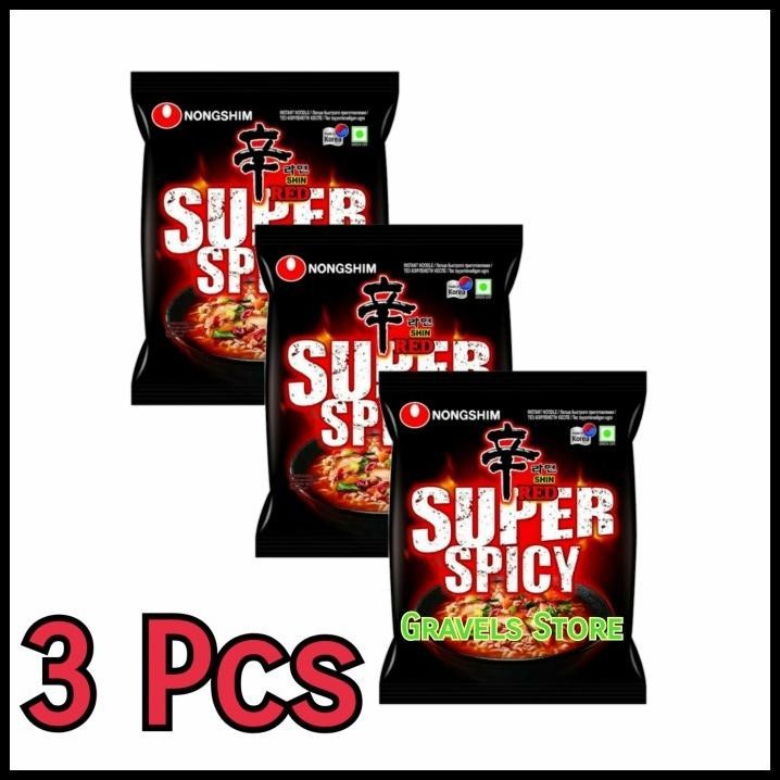 

[3 Pcs] Nongshim Shin Ramyun Super Spicy Red - Mi Ramen Pedas Korea