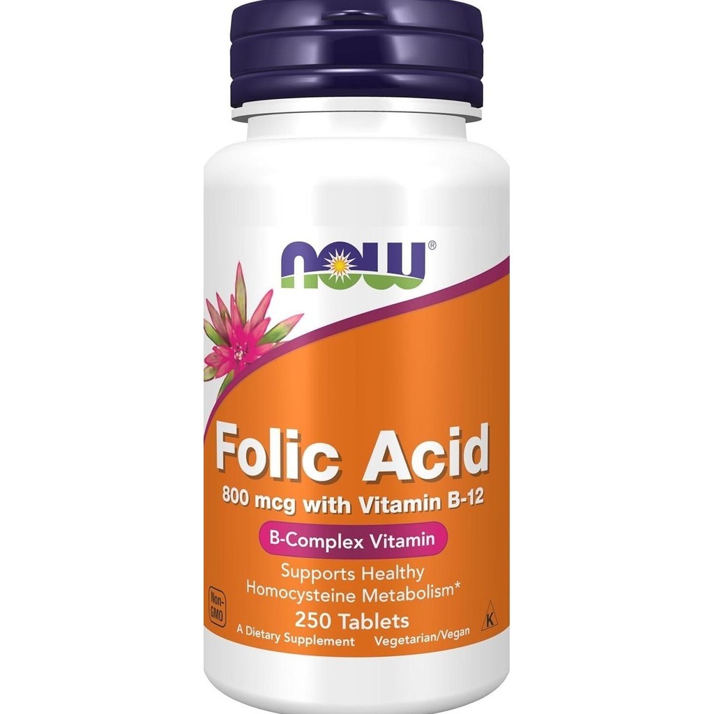 Now Foods Folic Acid 800mg 250 Capsules Vitamin B12 B-12 B-Complex __Oasis