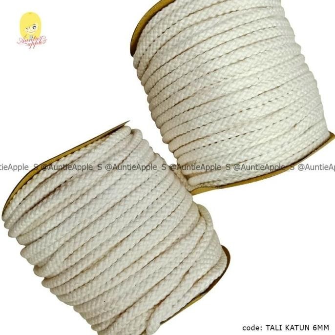 

TALI TAMBANG KATUN 6MM/TALI TAS SERUT/DIY AKSESORIS/TALI DEKORASI/ROLL