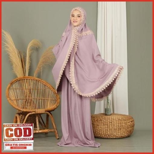 Original Mukena Katun Renda Mewah Aulia Series 2 In 1 Resleting Qc Pass