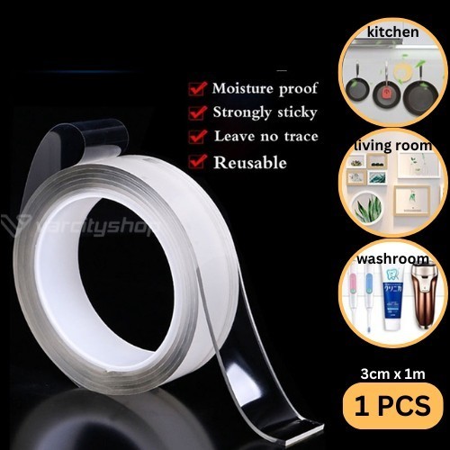 

F35 NANO MEJIK 3CM*5M DOUBLE TAPE TRANSPARAN SELOTIP DOBEL TIP PEREKAT