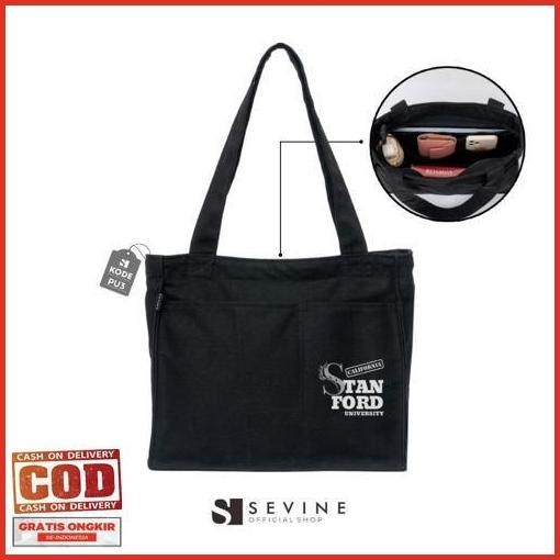 Tarbaru Sevine Totebag Kanvas Rebecca Tas Wanita Tote Bag Top Universitas Kuliah Sekolah Sekat Lapto