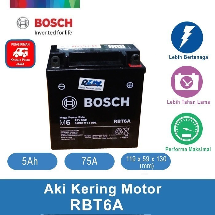 Aki Kering Motor Yamaha Jupiter Mx 135 2006 - Bosch Rbt-6A