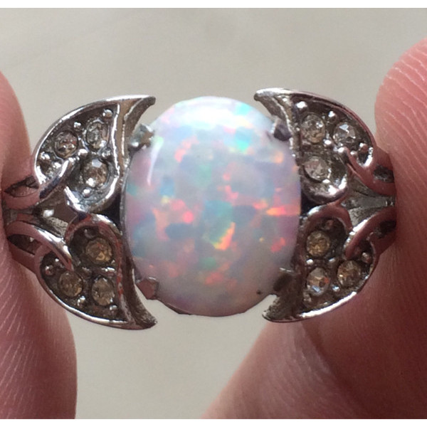 Cincin Titanium Wanita Batu Kalimaya Susu Australia Hq