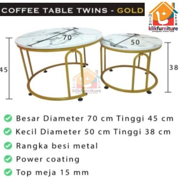 Coffee Table Bulat Meja Tamu Scandinavian Minimalis Modern CT TWINS