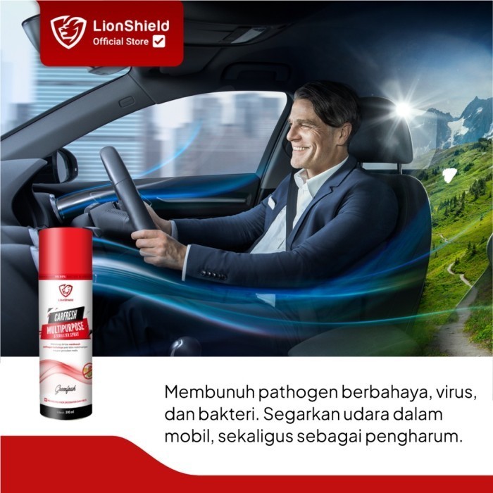 (GKC5) LIONSHIELD SPRAY PARFUM PEWANGI MOBIL ANTI BAKTERI 300ML GREEN K01