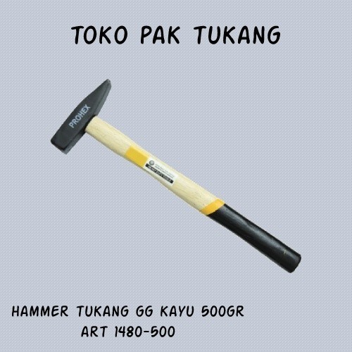 (alat pertukangan berbagai macam) hammer tukang gagang kayu 500 gram