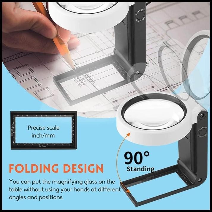 

BEST DEAL KACA PEMBESAR FOLDING GENGGAM MAGNIFIER GLASS 6X 25X WITH LED UV