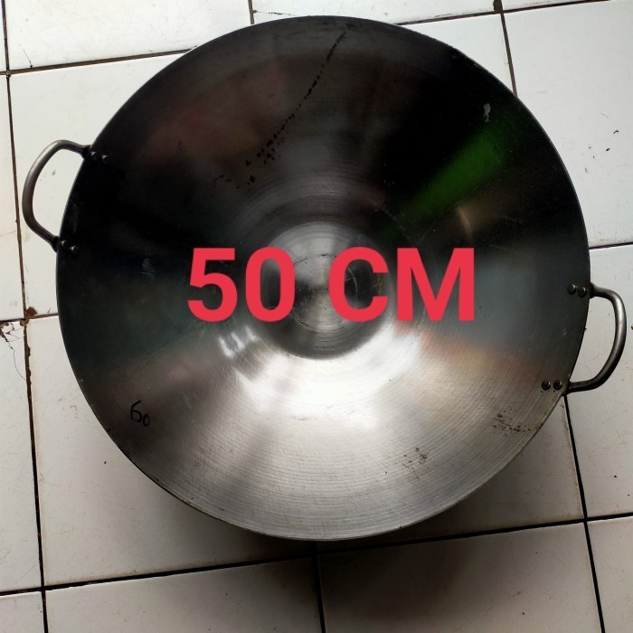 Wajan Kuali/Wok/Wajan Plat Baja 50 Cm Anti Lengket