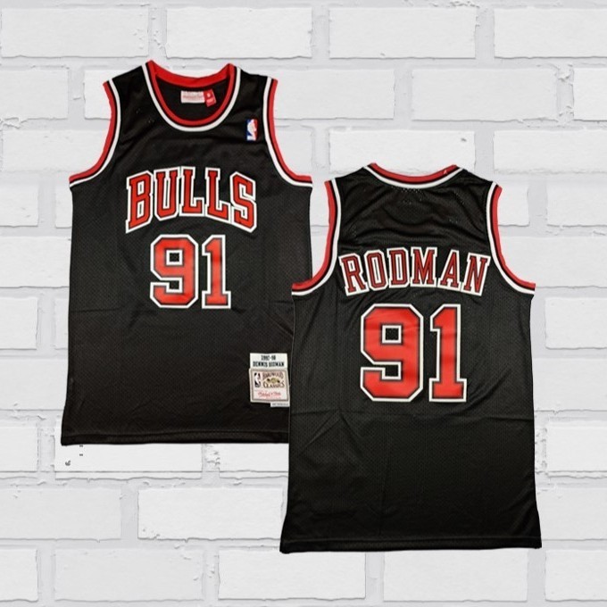 Baju Jersey Basket Classic Nba Dennis Rodman Chicago Bulls Hitam