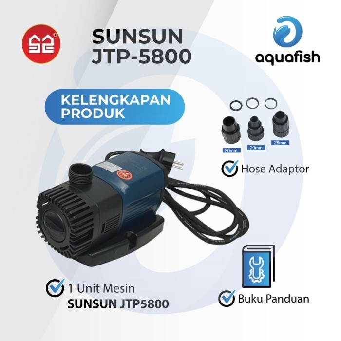 Sunsun Jtp-5800 5800 Liter/Jam 38W Original Pompa Celup Kolam Ikan