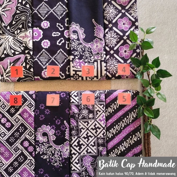 Kain Batik Cap Handmade Serian Ungu Hitam Putih (11)