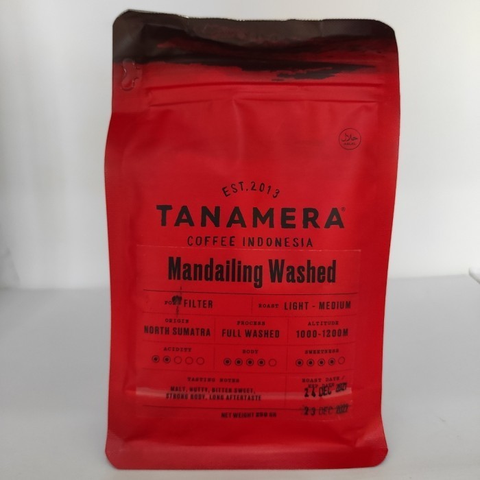 

Tanamera Coffee Mandailing Washed Whole Bean Arabica Mandheling 250Gr