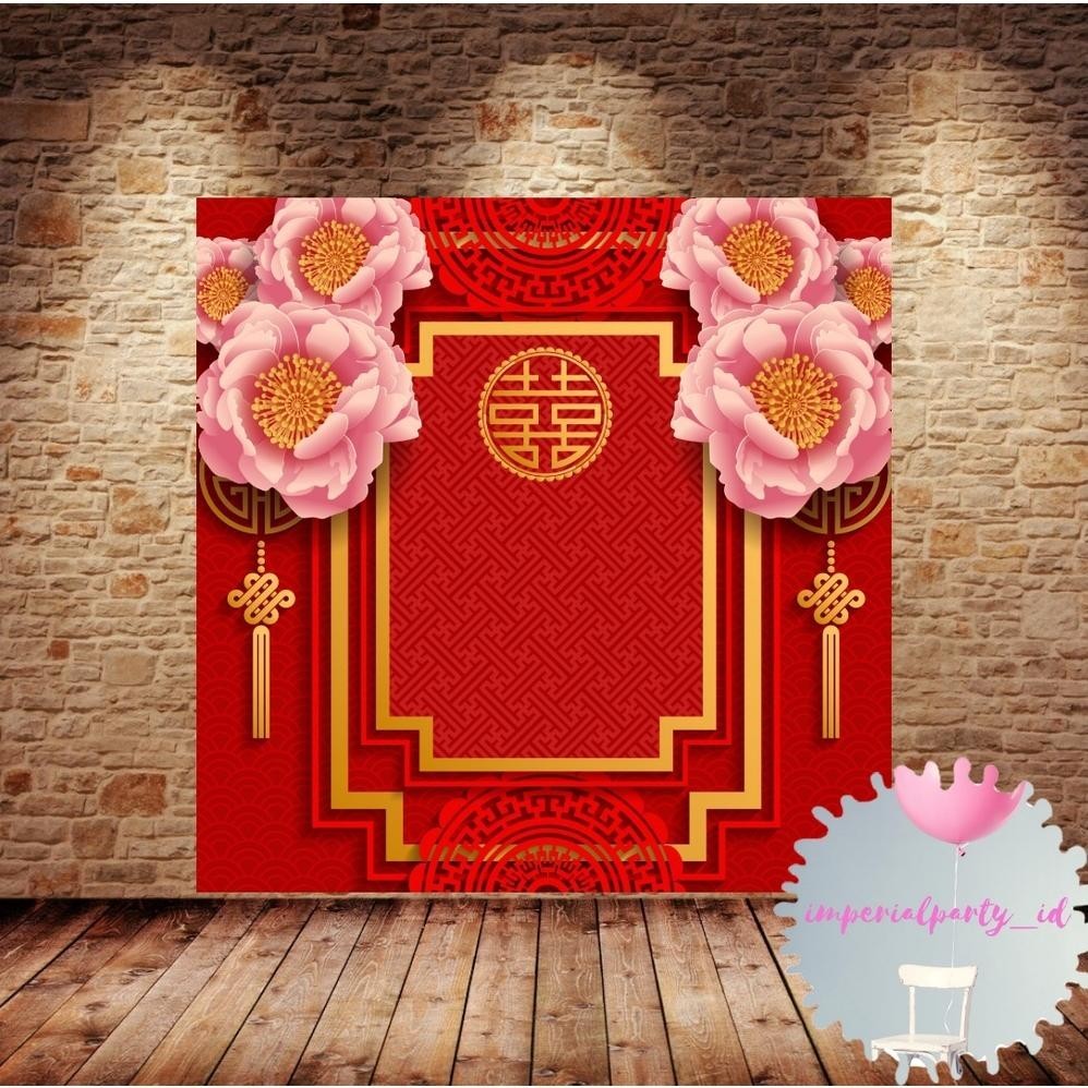 DCF Custom Backdrop Banner Spanduk Lamaran Sangjit Tunangan Shuangxi Simple 4 TERLARIS