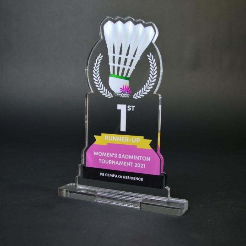 CR - TERMURAH Plakat Akrilik Custom / Piala Bulu Tangkis/ Badminton/ Thropy Kejuaraan TERLARIS