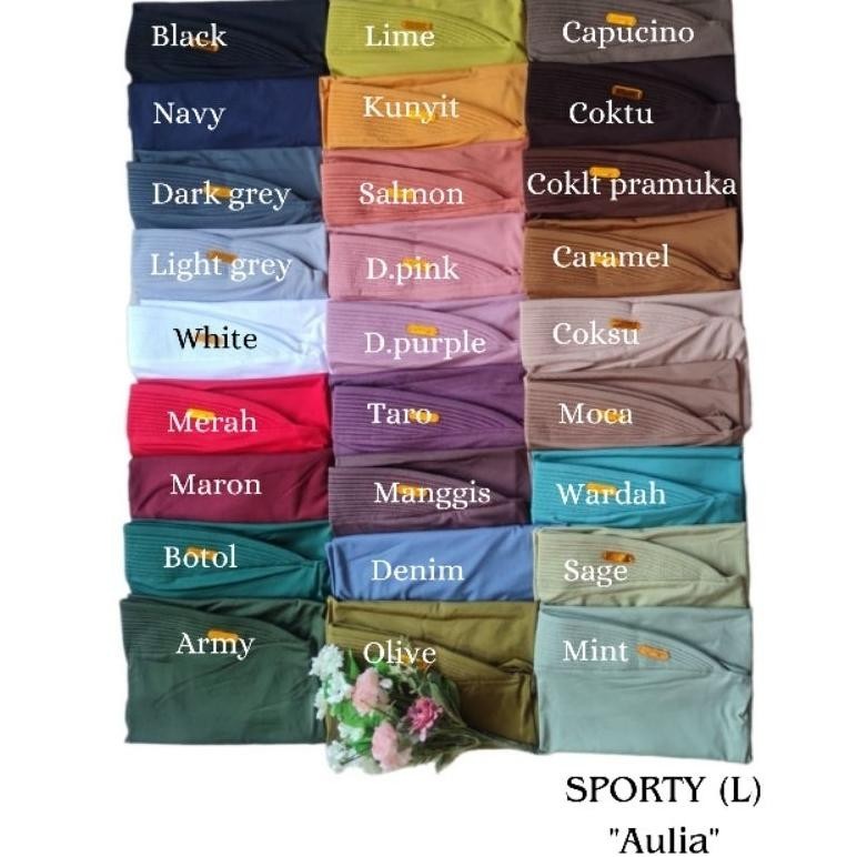 Jilbab Instan Bergo Sporty L Aulia Hijab Kerudung Sport Pet Tebal (Cod)