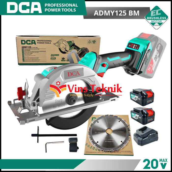 Cordless Brushless Circular Saw Mesin Gergaji Kayu 5" Dca Admy125