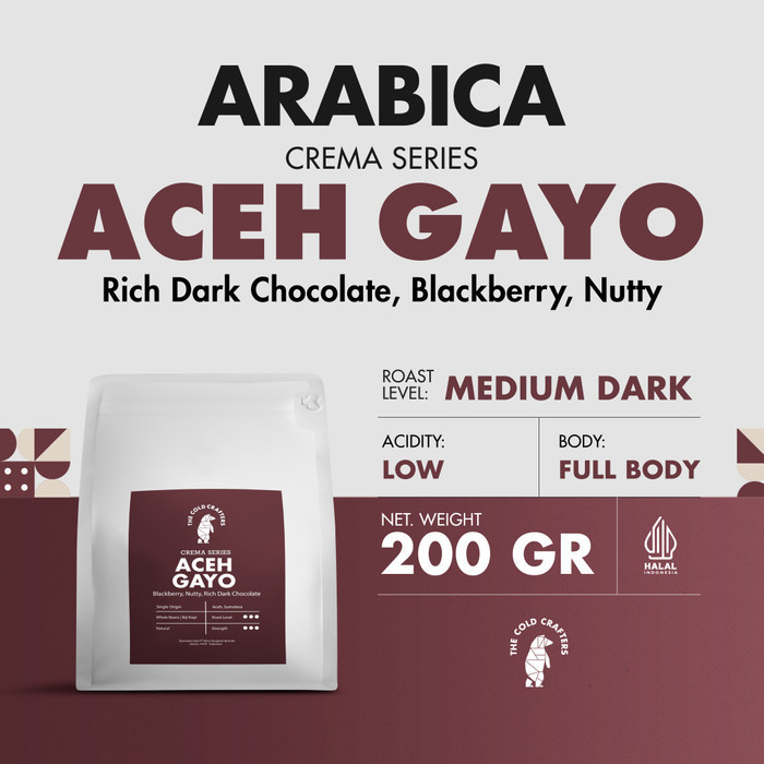 

Ready Aceh Gayo Crema Series Arabika Coffee Arabica Biji Kopi Bubuk - 200 gram,Giling Medium