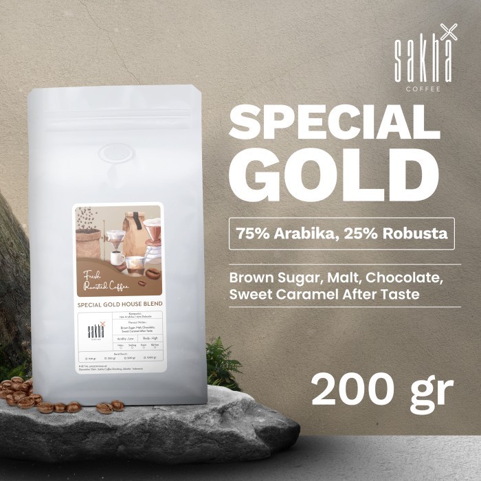 

Ready Kopi Special Gold Espresso House Blend Coffee Beans Coffe 200 Gram