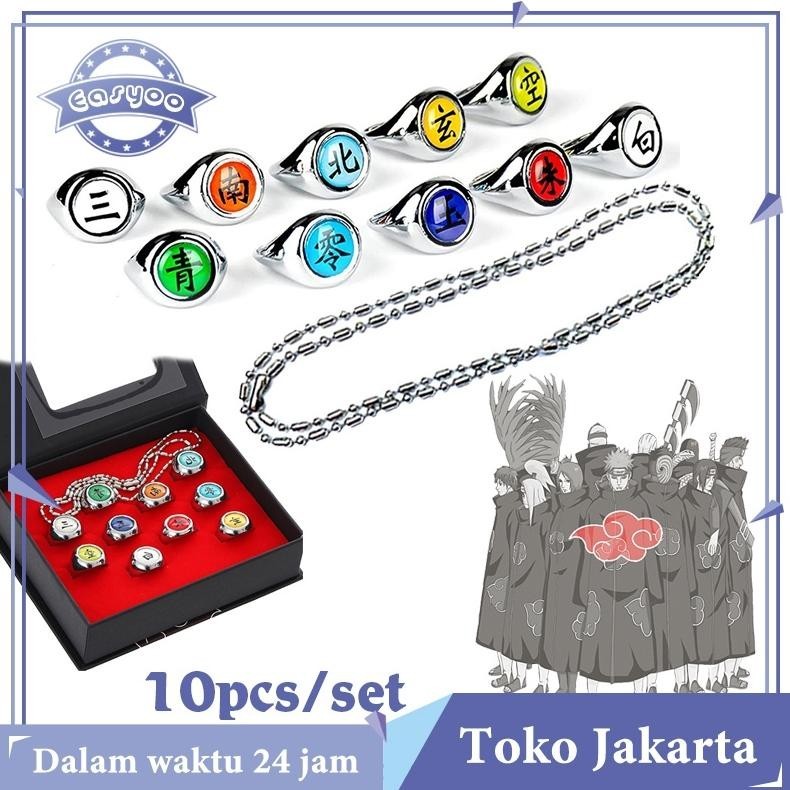 Ah67 Isi 10 Cicin Cincin Akatsuki Naruto Cincin Itachi Style Adjustable Party Accessories Anime Ring