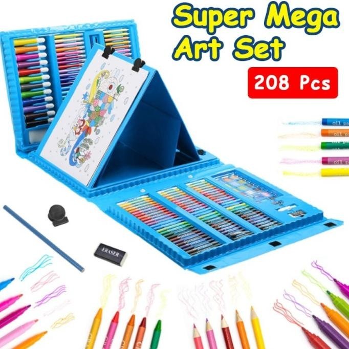 

Super Mega Art Set Alat Gambar Tulis Anak Crayon Pensil Warna 208 Pcs HM