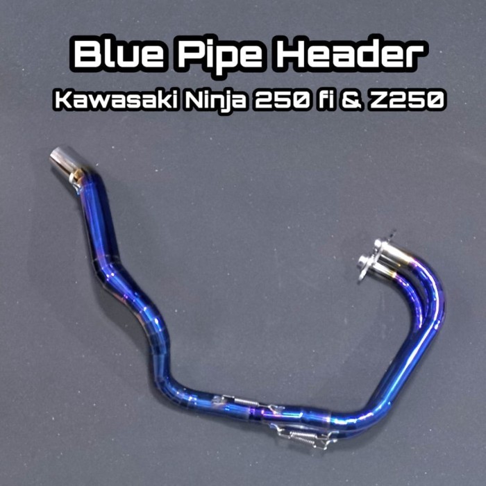 Header Knlpot Racing Biru Titanium Look For Ninja 250 fi old / Z250