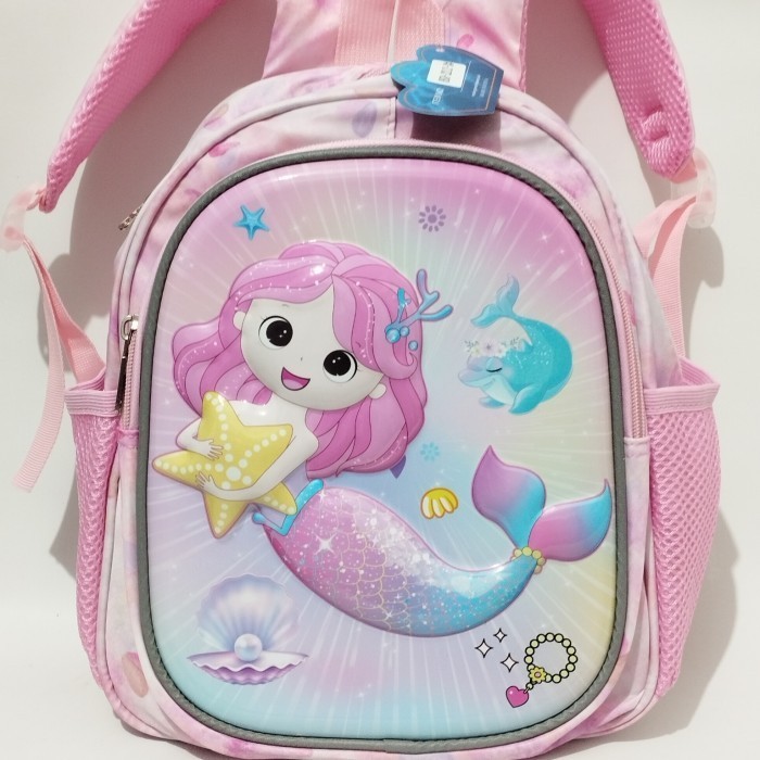 Neww tas anak tk perempuan hsd 12 Inch 30cm karakter mermaid timbul glossy