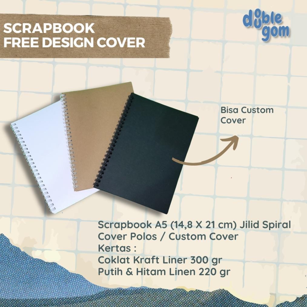 

DOUBLE GOM - SCRAPBOOK A5 JOURNALING SPIRAL KRAFT LINEN GRATIS ONGKIR