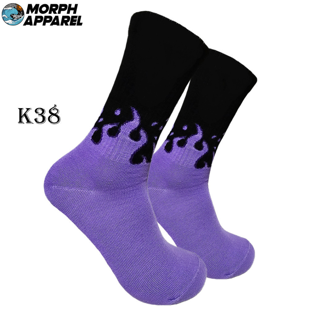 Kaos Kaki Oldschool - Kaos Kaki Skate Api Ungu Dasar Hitam - Morph.Apparel - K38