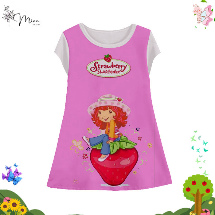 Dress Anak Perempuan Strawberry Shortcake v3 Tunik Anak Wanita Film Animasi Kartun Strawberry Shortc