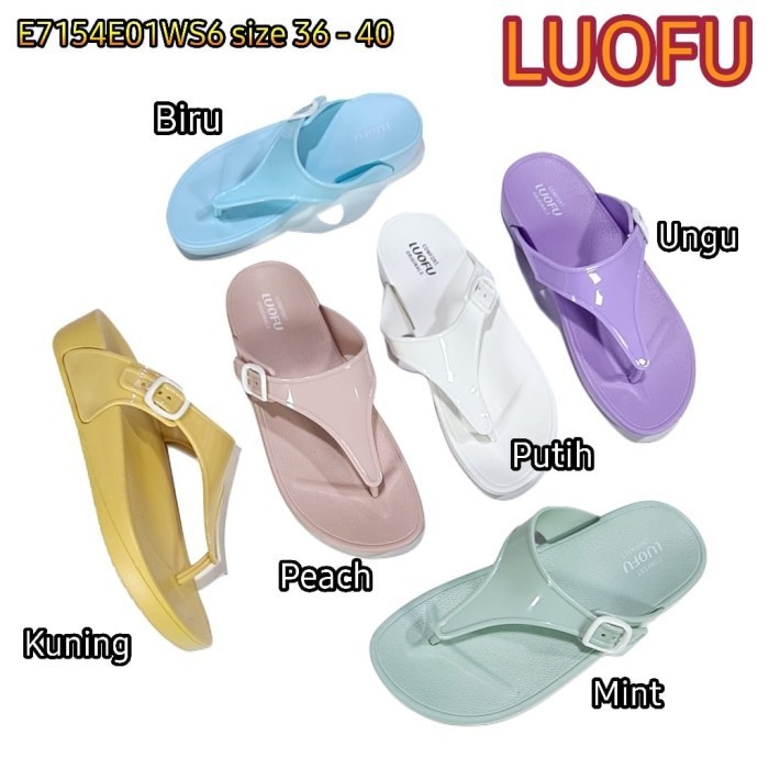 Jelly Sandal Jepit Wanita Luofu Rumah Karet Gesper E7154E01Ws6