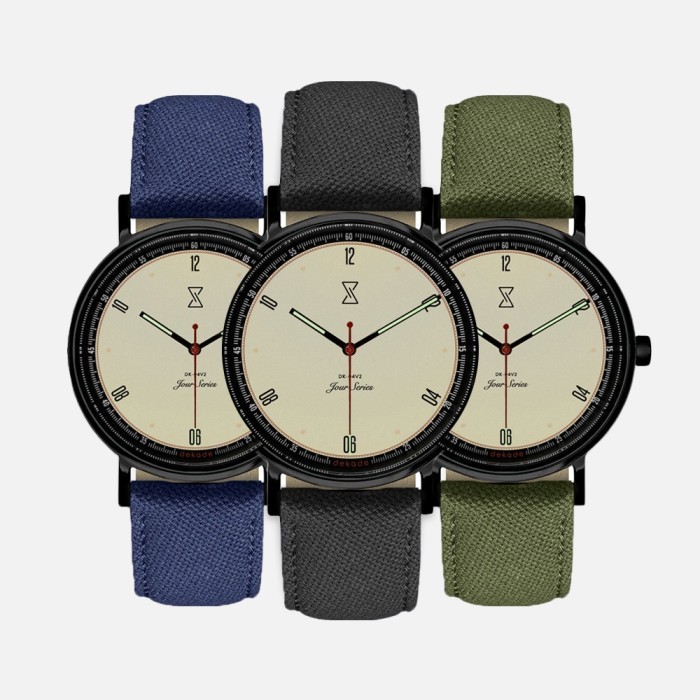 Terlaris Dekade World Canvas Strap Jour Champagne Jam Tangan Pria dan Wanita SALE