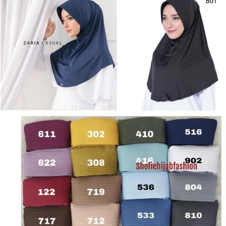 Bergo Elzatta Zaria Casual Hijab Instant Jilbab Polos Kerudung Olahraga Senam Bersepeda Sport (Murme