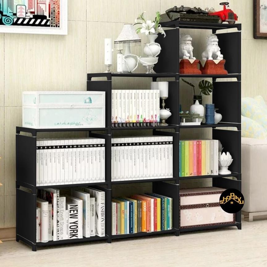 [ 3 Sisi ] Rak Buku Serbaguna Rak Portable Lemari Buku Gratis Ongkir