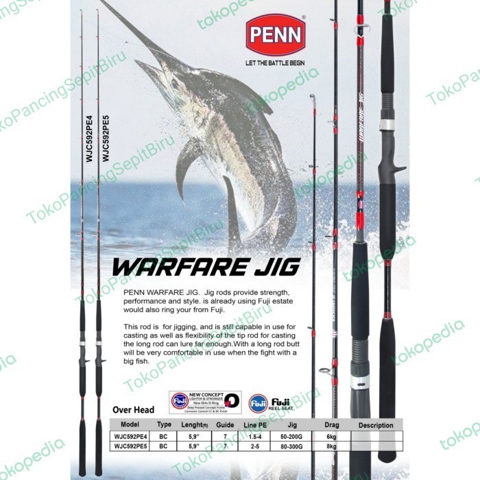 Ready JORAN OH PENN WARFARE JIG 592 PE4 PE5 177CM FUJI NEW 2023 OVERHEAD ROD