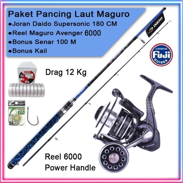 Ready Paket Pancing Laut Maguro Avenger Joran Daido Supersonic 180 CM