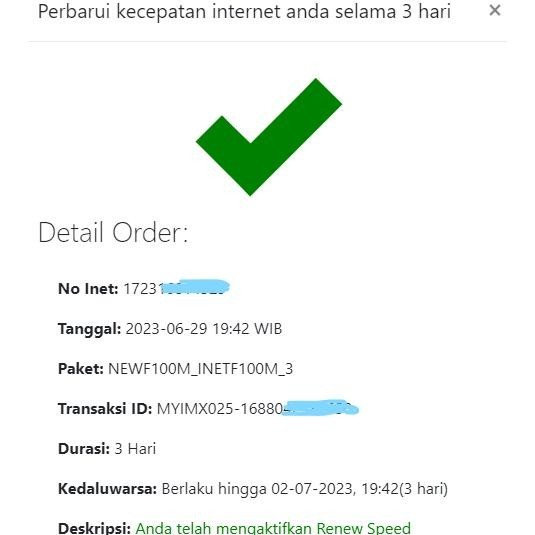 ad-56 Speed Refreshment / Renew Speed / Reset FUP Indihome 10,20,30,40,50,100Mbps Hemat